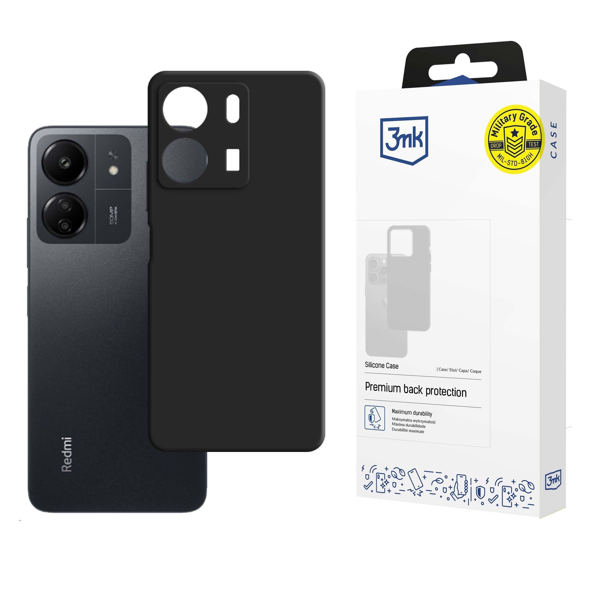 3mk silikoneetui til Xiaomi Redmi 13C og POCO C65 – sort