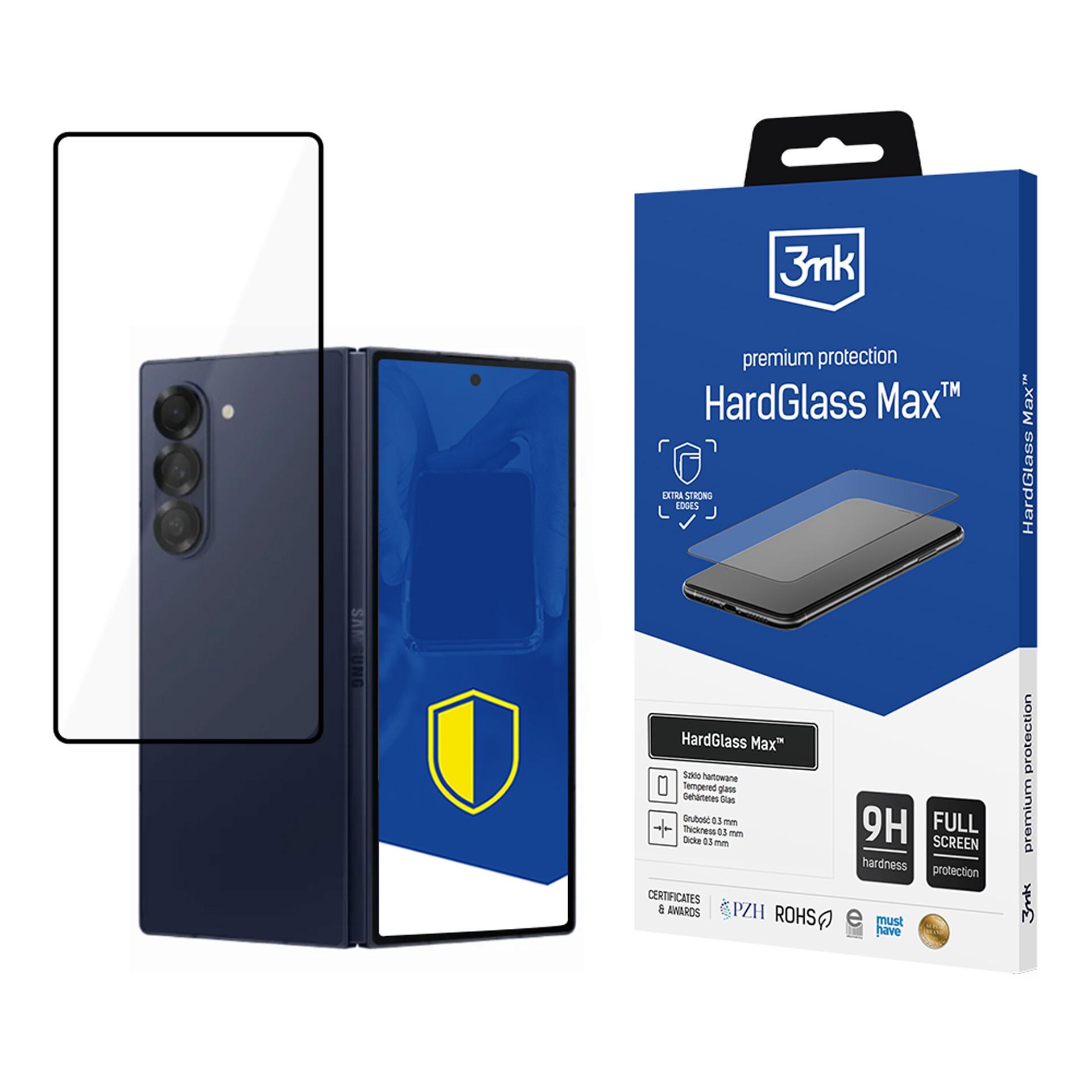 Hærdet glas 3mk HardGlass Max Black til Samsung Galaxy Z Fold 6 (forside)