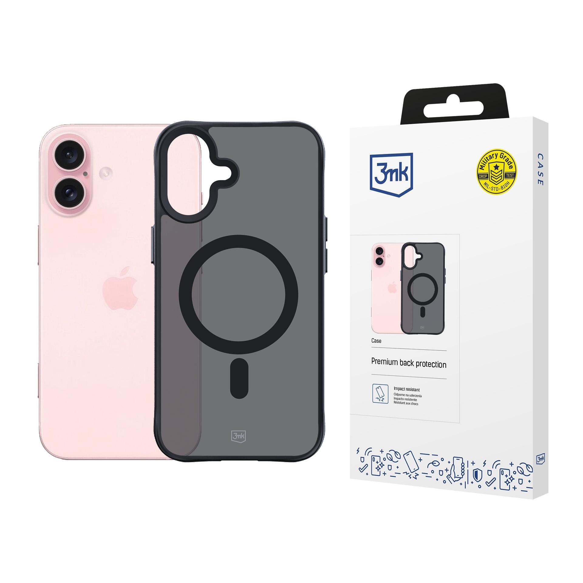 3mk Smoke MagCase med MagSafe til iPhone 16 – halvgennemsigtig