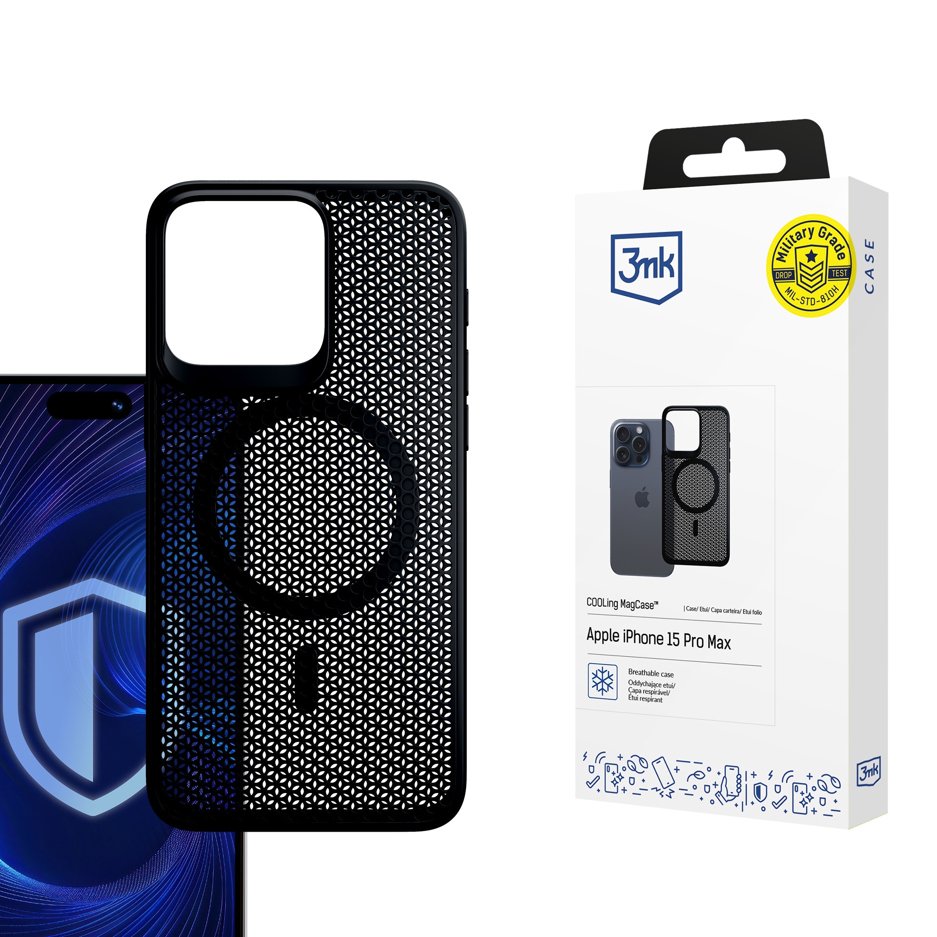 3mk COOLing MagCase-etui til Apple iPhone 15 Pro Max – Sort