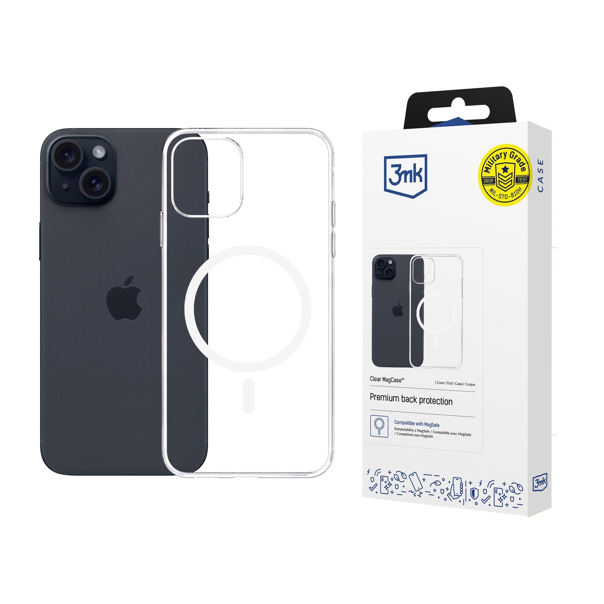 3mk Clear MagCase til Apple iPhone 15 – gennemsigtig