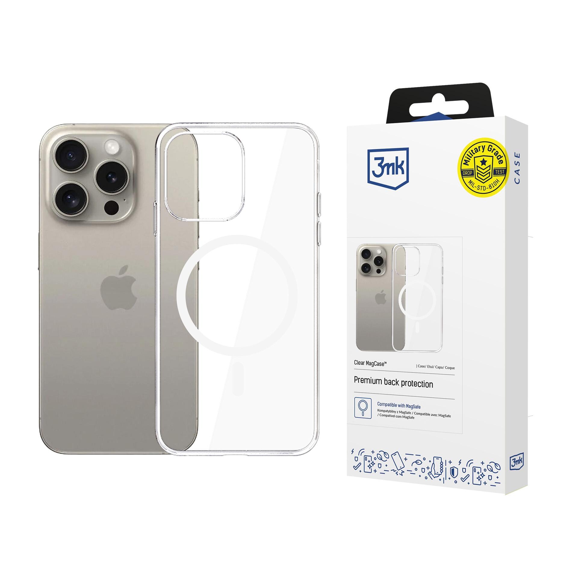 3mk Clear MagCase-etui til Apple iPhone 15 Pro Max – gennemsigtigt