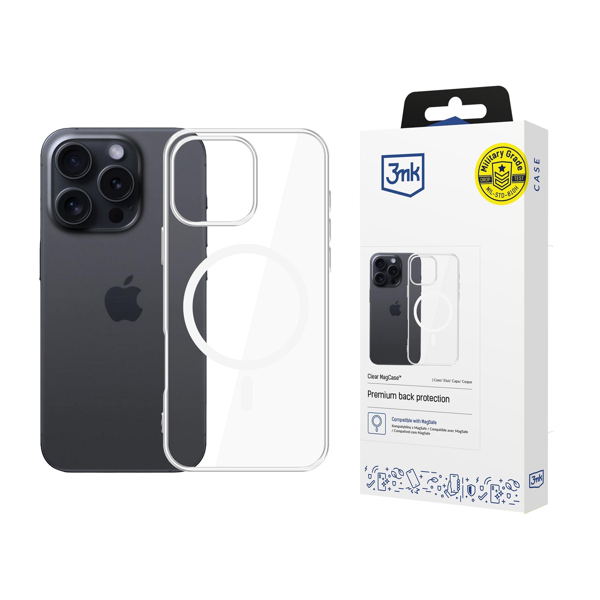 3mk Clear MagCase-etui til Apple iPhone 16 Pro – gennemsigtigt