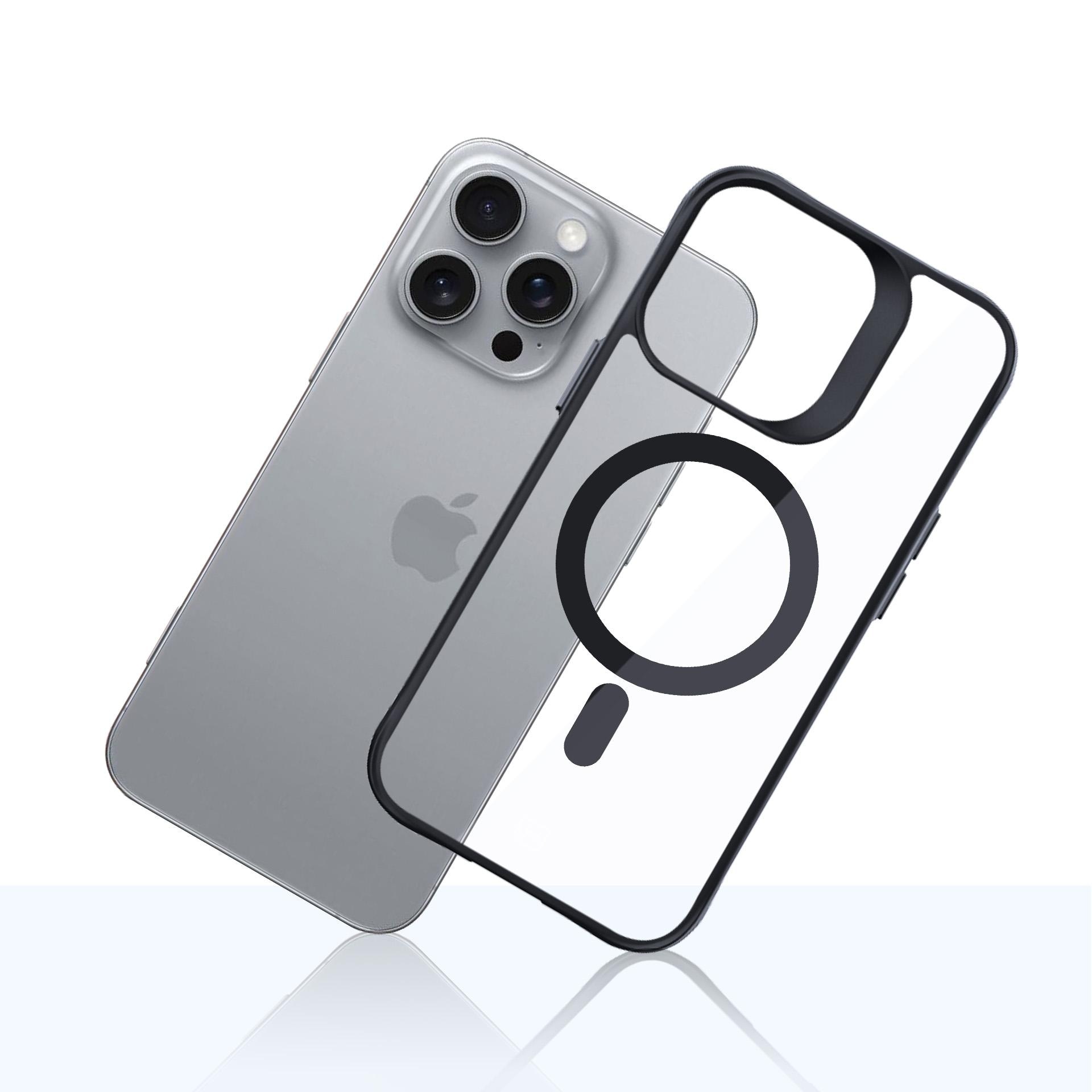 3mk Satin Armor MagCase med MagSafe til iPhone 16 Pro Max – gennemsigtig med sort ramme