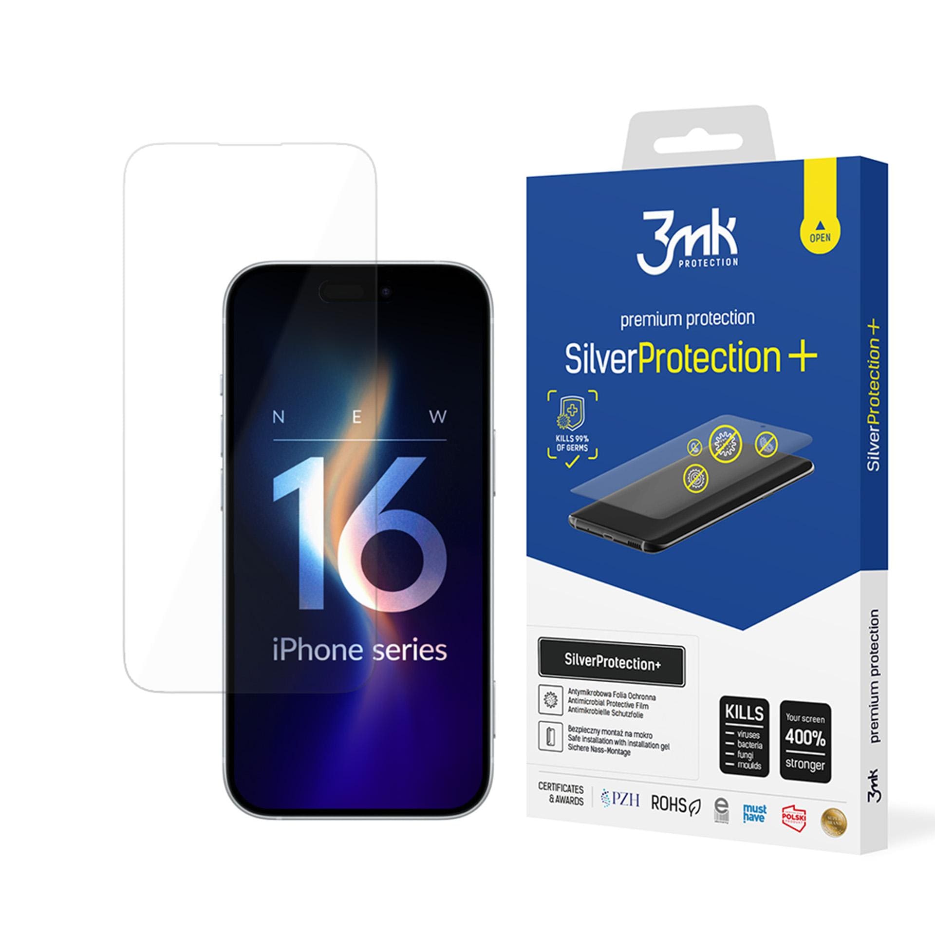 Antibakteriel folie 3mk SilverProtection+ til iPhone 16 Pro