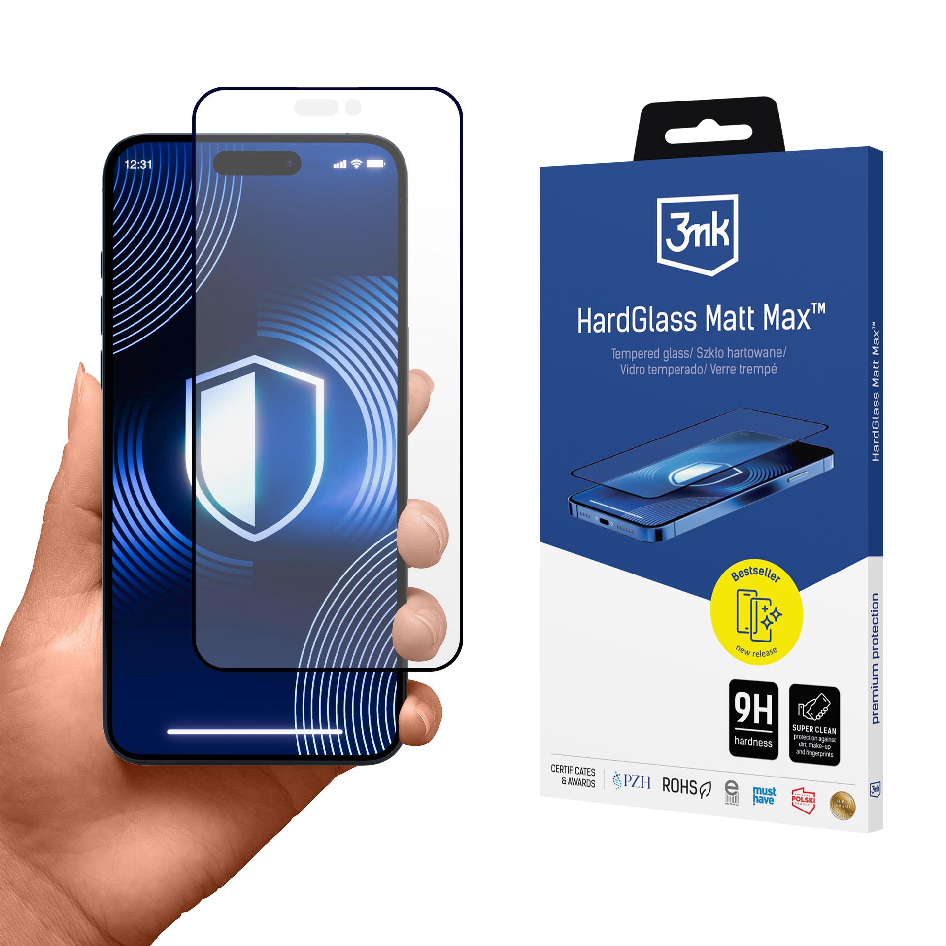 Hærdet glas 3mk HardGlass Matt Max til iPhone 16 Pro
