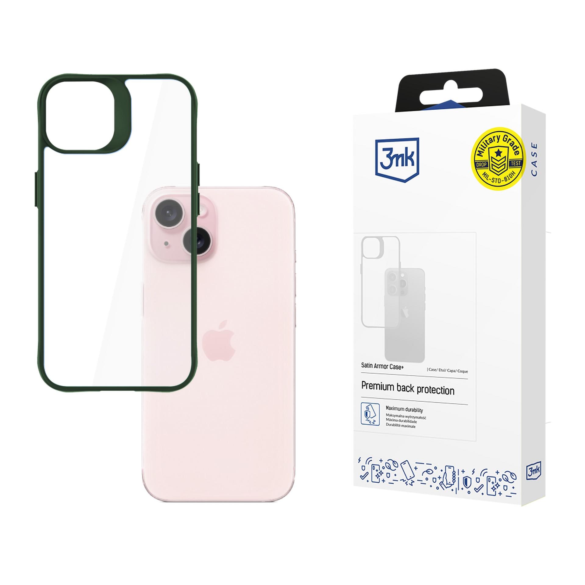 3mk Satin Armor Case+ Grøn til Apple iPhone 15 – gennemsigtig