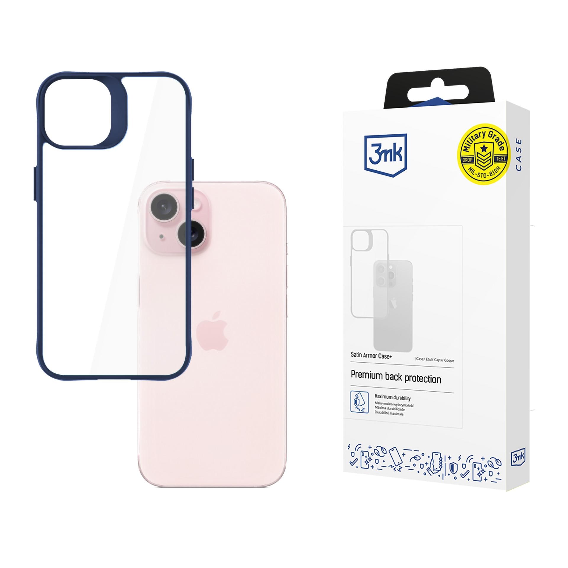 3mk Satin Armor Case+ Blå til Apple iPhone 15 – gennemsigtig