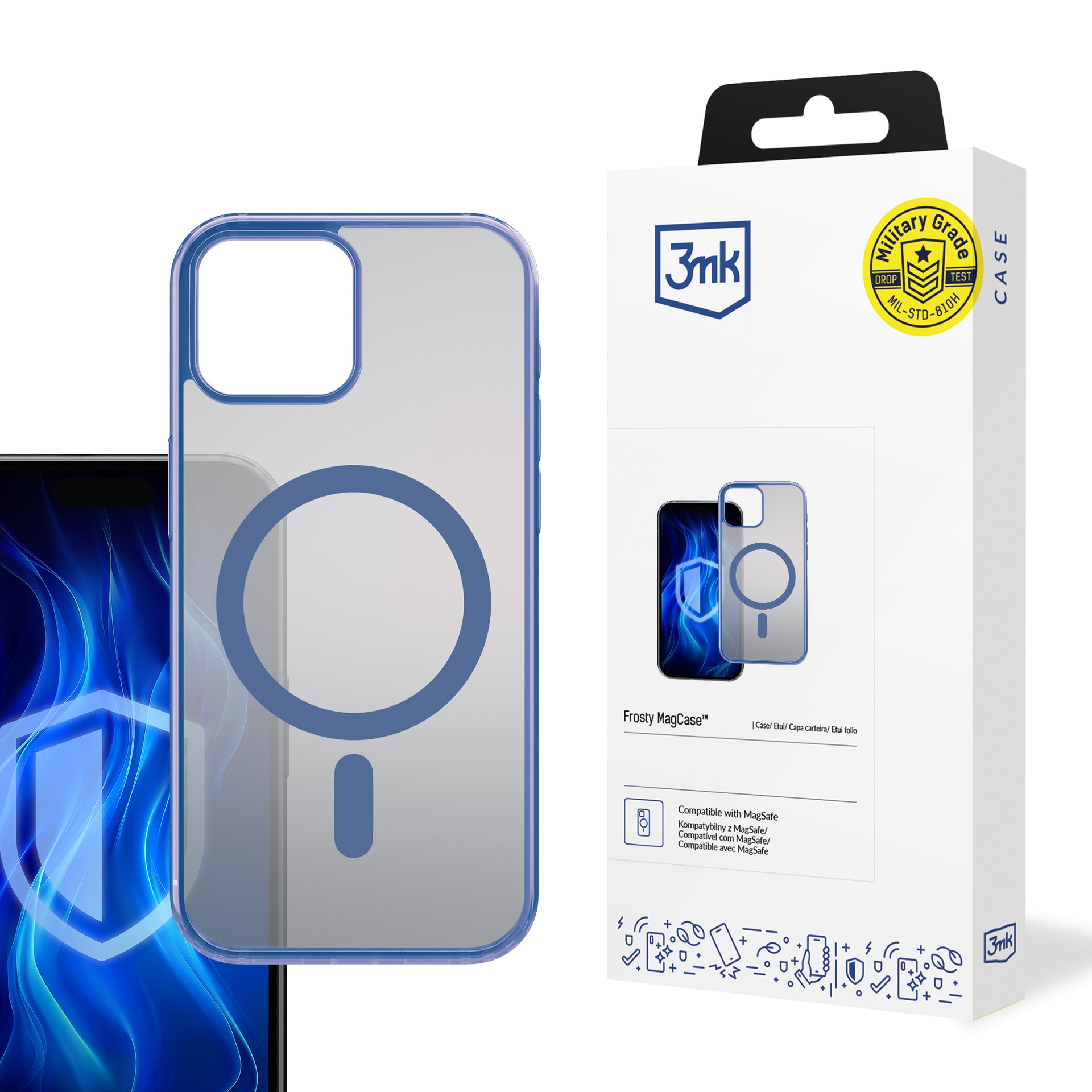 3mk Frosty MagCase Blå etui til Apple iPhone 15 – Gennemsigtig