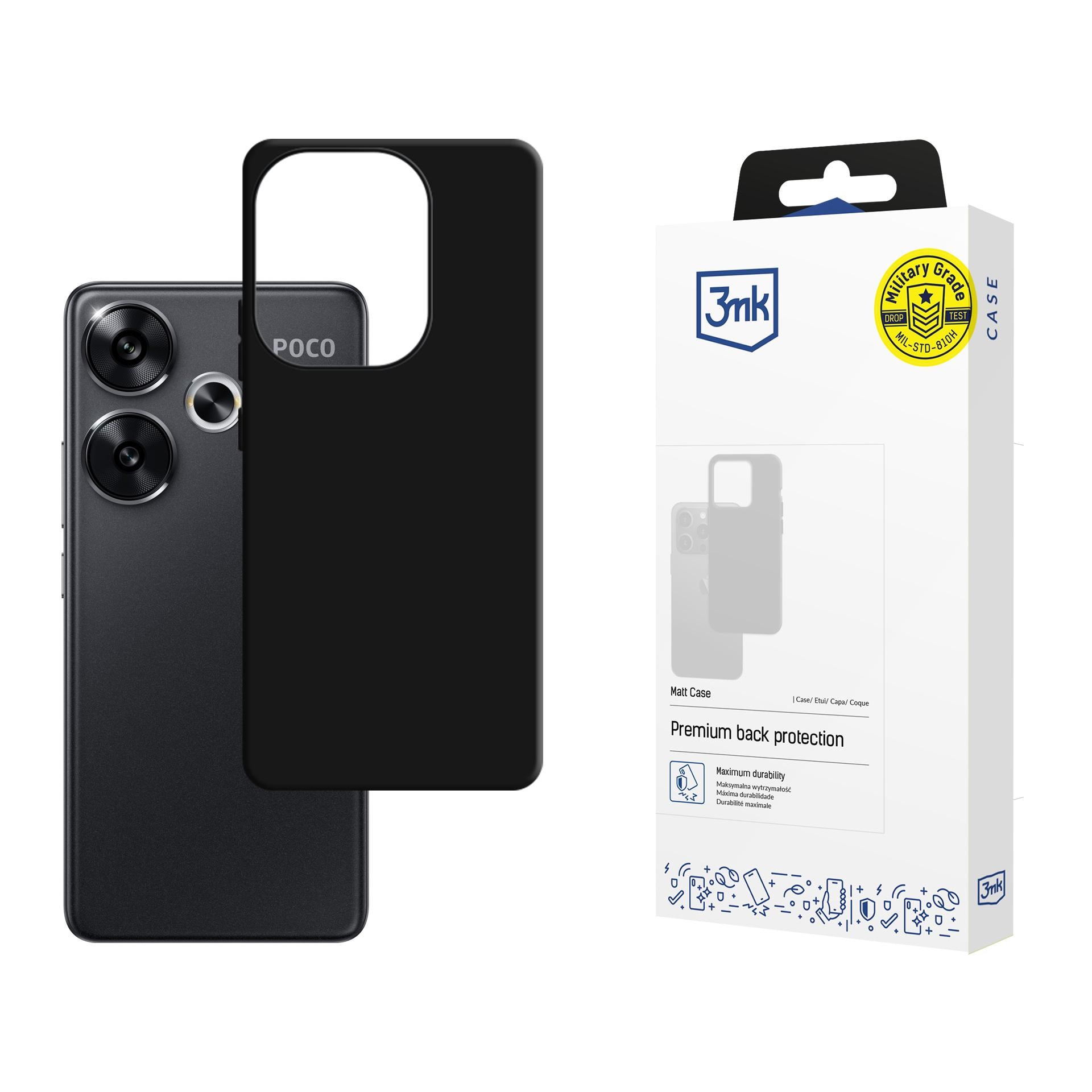 3mk mat etui til Xiaomi Poco F6 – sort