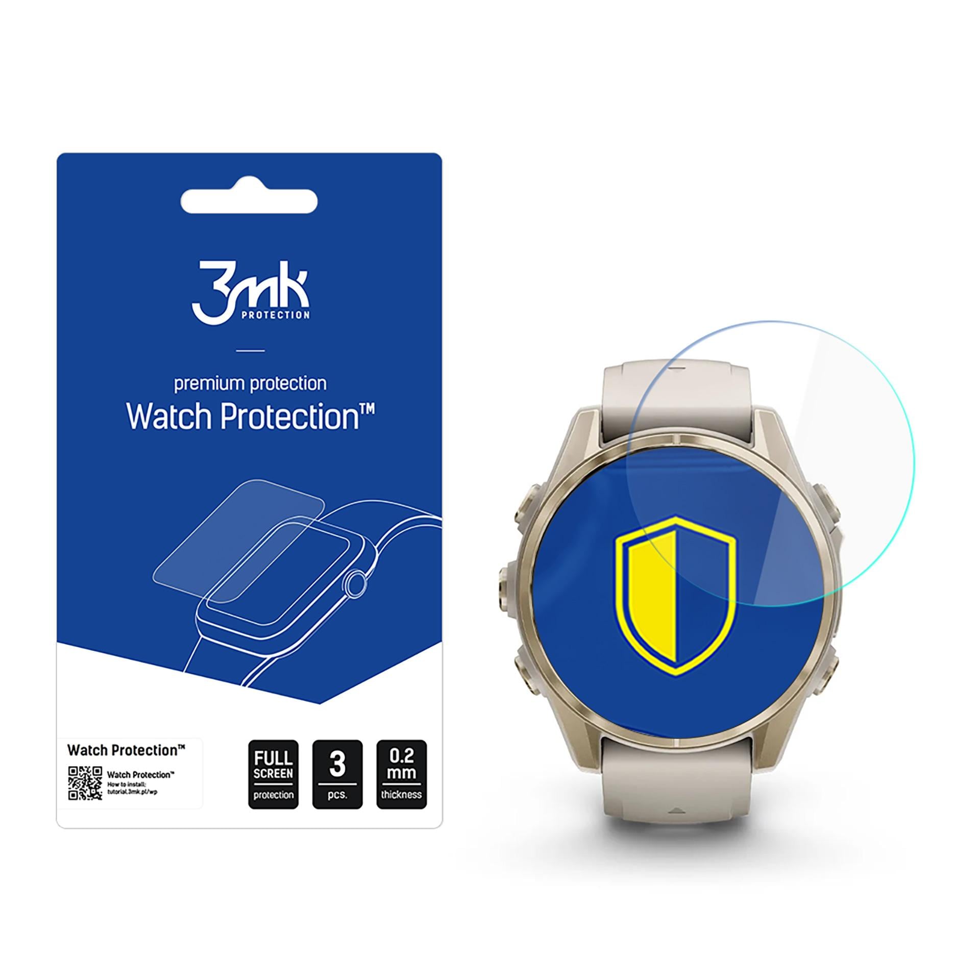 Hybrid Glass 3mk urbeskyttelse FlexibleGlass til Garmin Fenix 8 AMOLED 43 mm