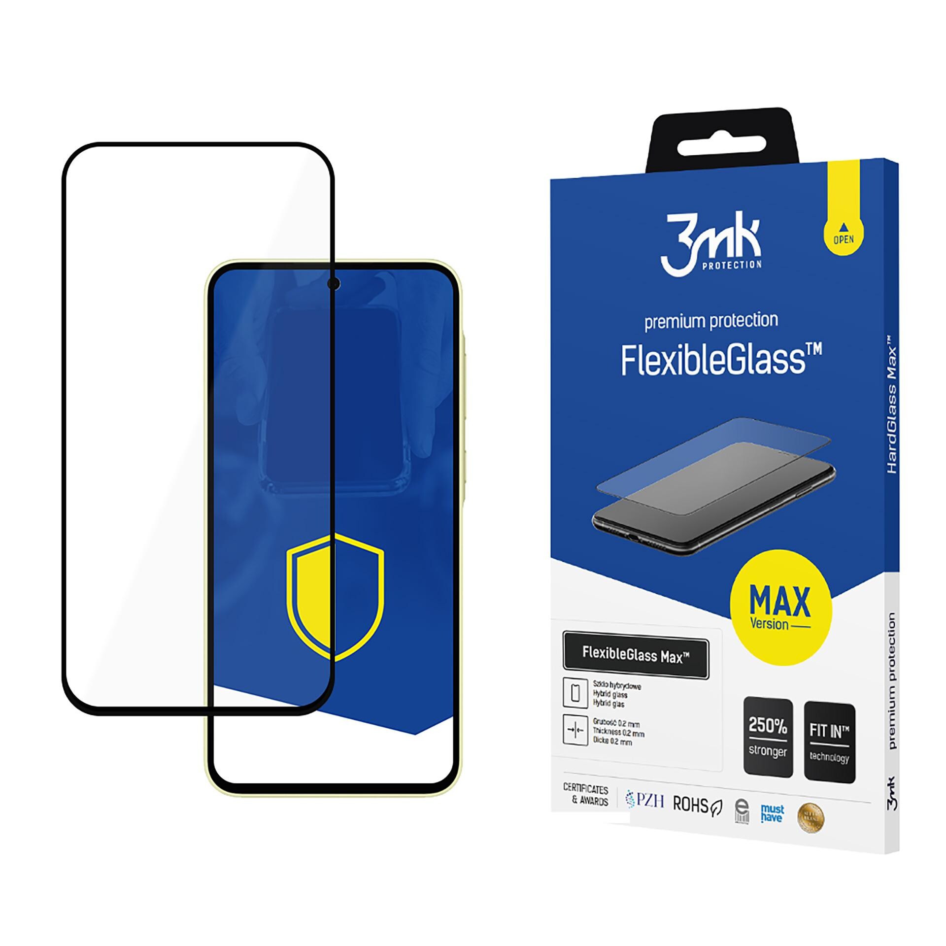 Hærdet glas 3mk FlexibleGlass Max Black til Samsung Galaxy A35 5G