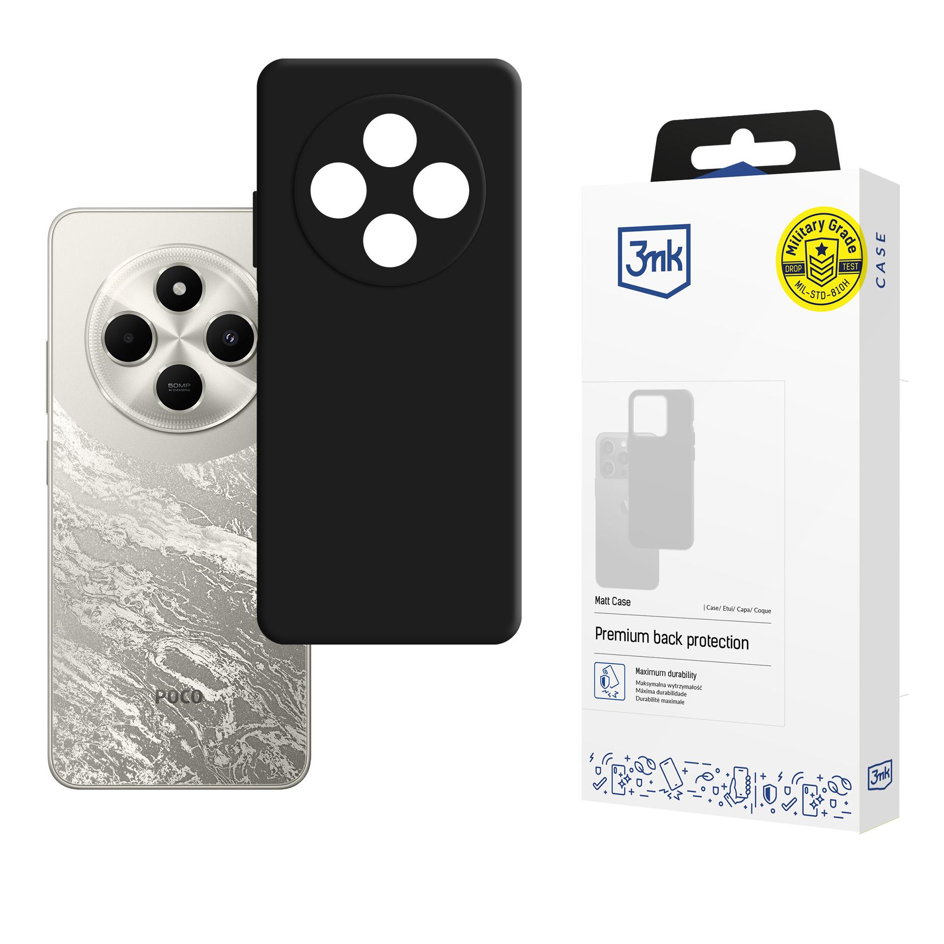 3mk mat etui til Xiaomi Poco C75 – sort