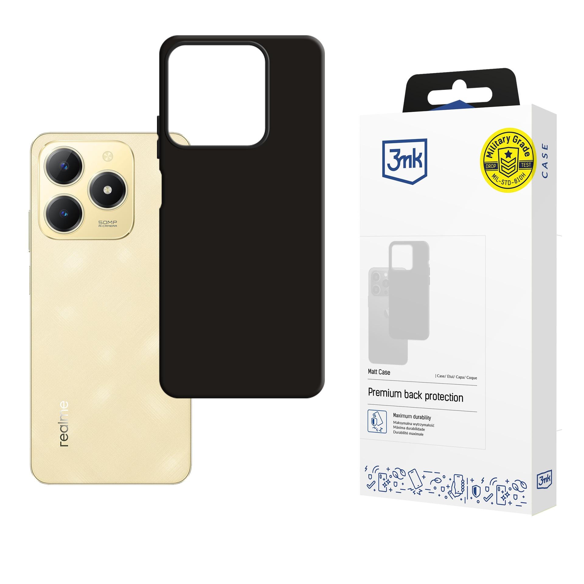 3mk mat etui til Realme C61 – sort