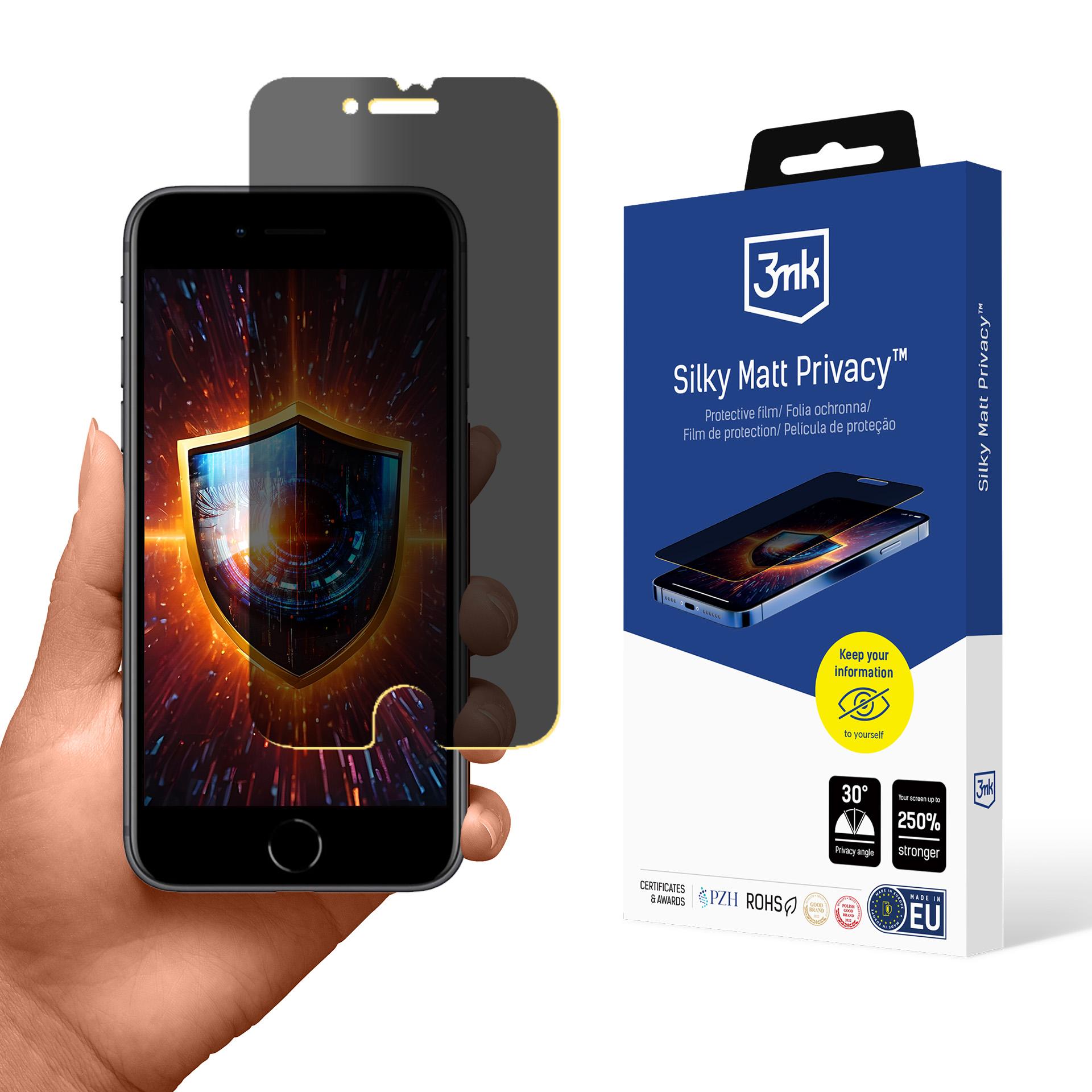 Privatlivsskærmbeskytter, mat 3mk Silky Matt Privacy til Apple iPhone SE 2020