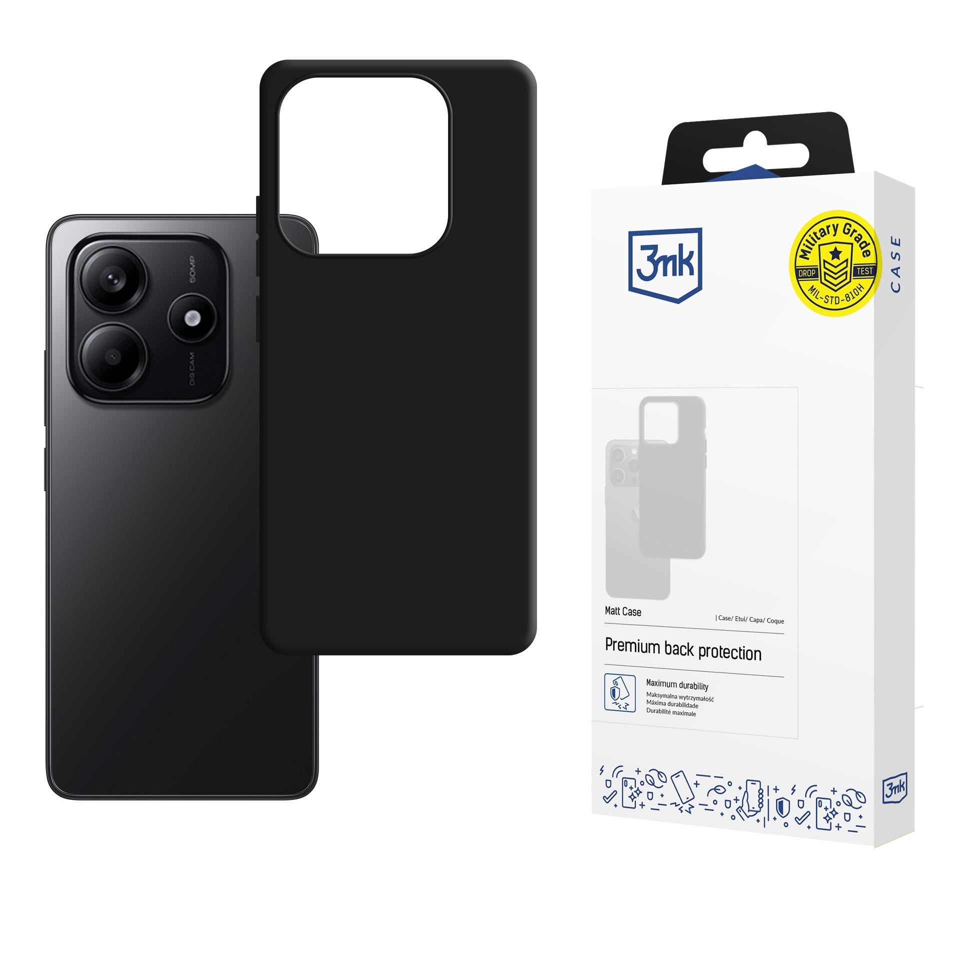 3mk mat etui til Xiaomi Redmi Note 14 4G – mat sort