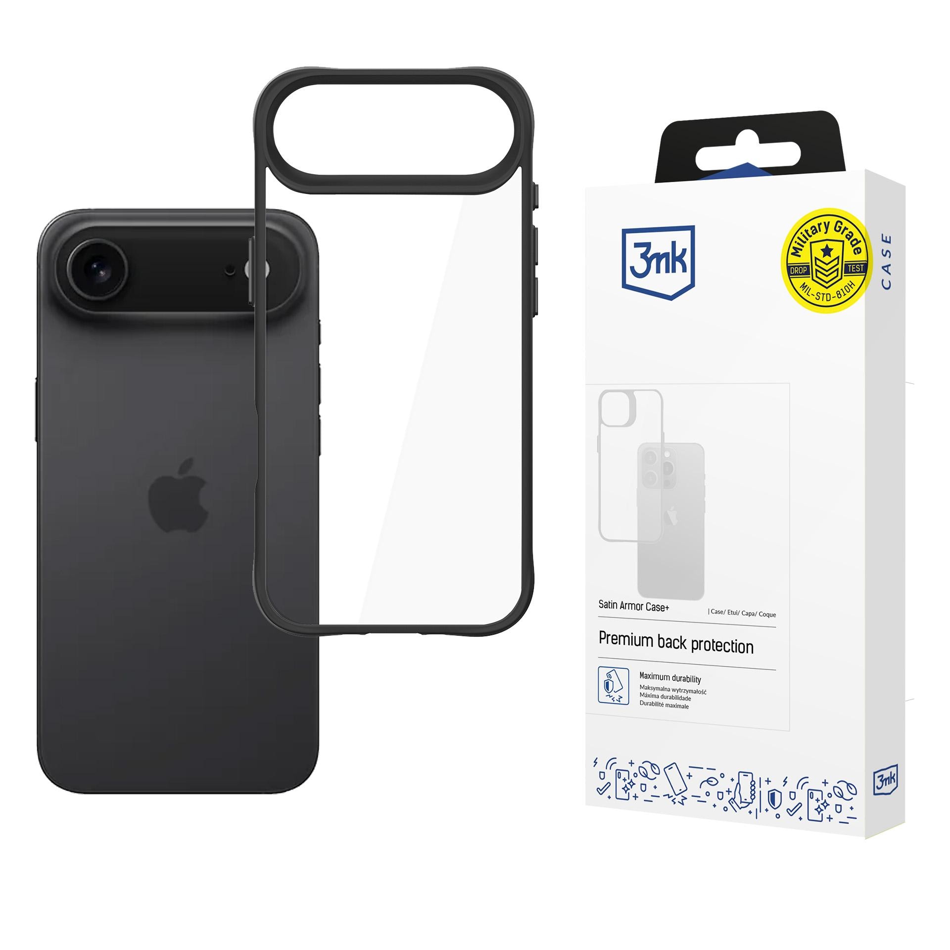 3mk Satin Armor Case+ til iPhone Air – Gennemsigtig sort