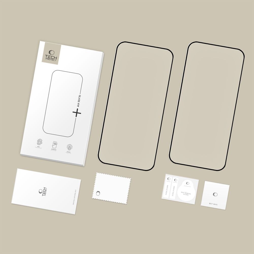 Tech-Protect Glass Fit+ 2-pak hærdet glas til Xiaomi 17T – Sort
