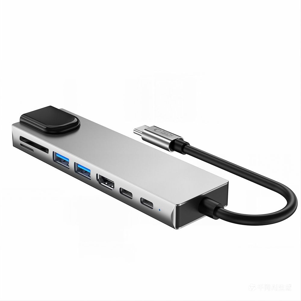 Tech-Protect HB09 USB-hub 8-i-1 Type-C + USB-A 3.0 + USB-C 3.0 + HDMI 4K 60Hz + SD/TF – grå