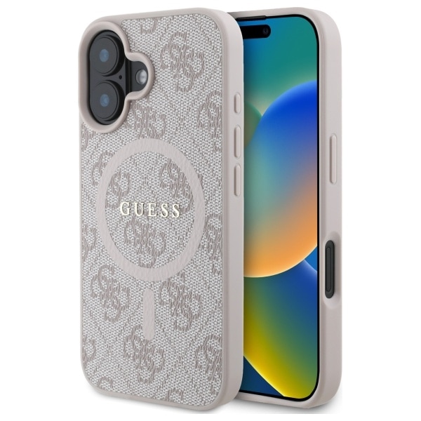 Guess 4G Ring Classic Logo MagSafe iPhone 16-etui – lyserød