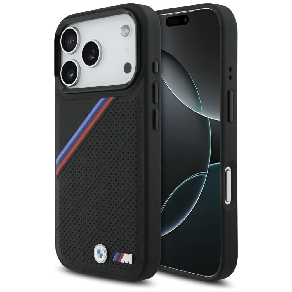 BMW M Tricolor Metal-logo MagSafe-etui til iPhone 17 Pro – Sort