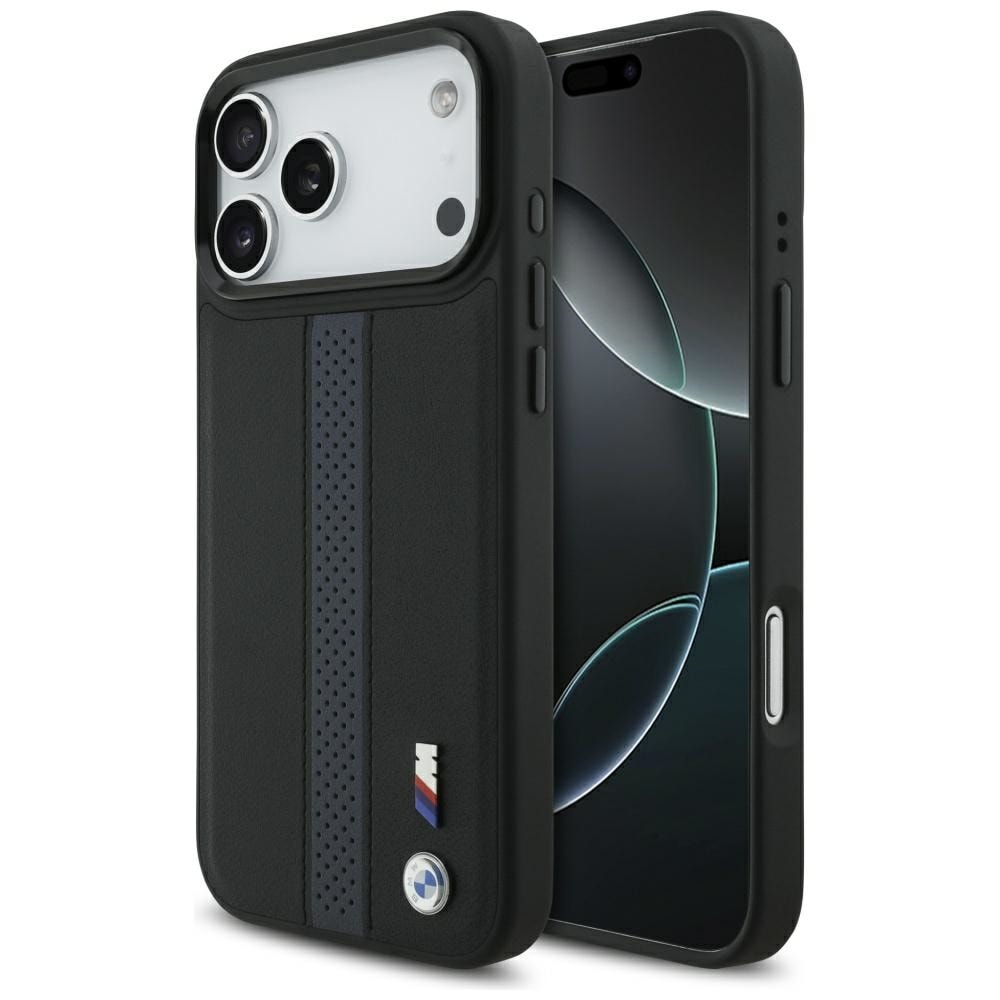BMW M MagSafe-etui med perforeret stribe-logo til iPhone 17 Pro Max – Blå