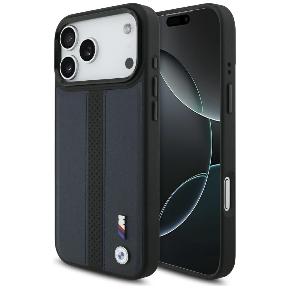BMW M MagSafe-etui med perforeret stribe-logo til iPhone 17 Pro Max – marineblå