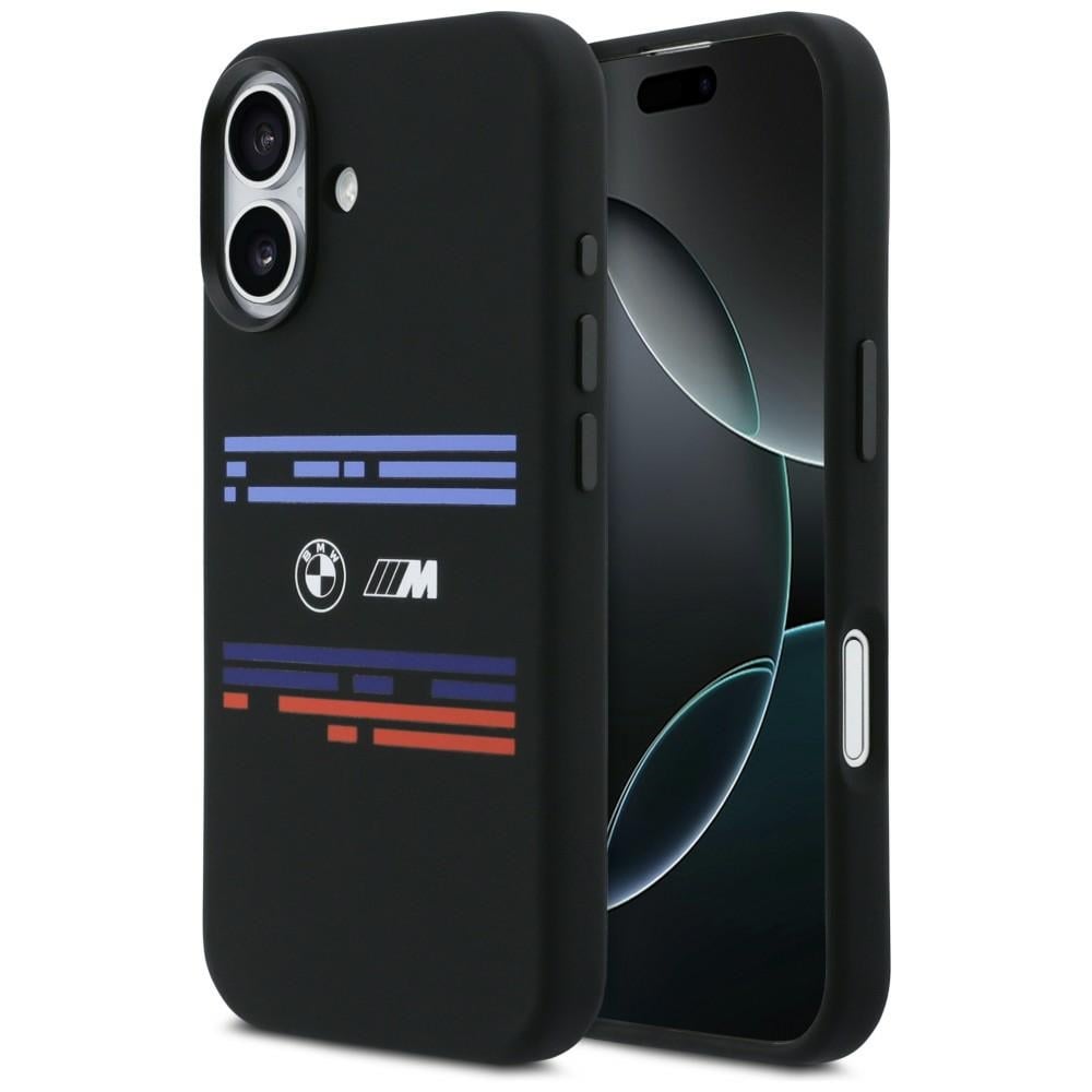 BMW M Silicon MagSafe-etui med vandrette linjer til iPhone 17 – Sort