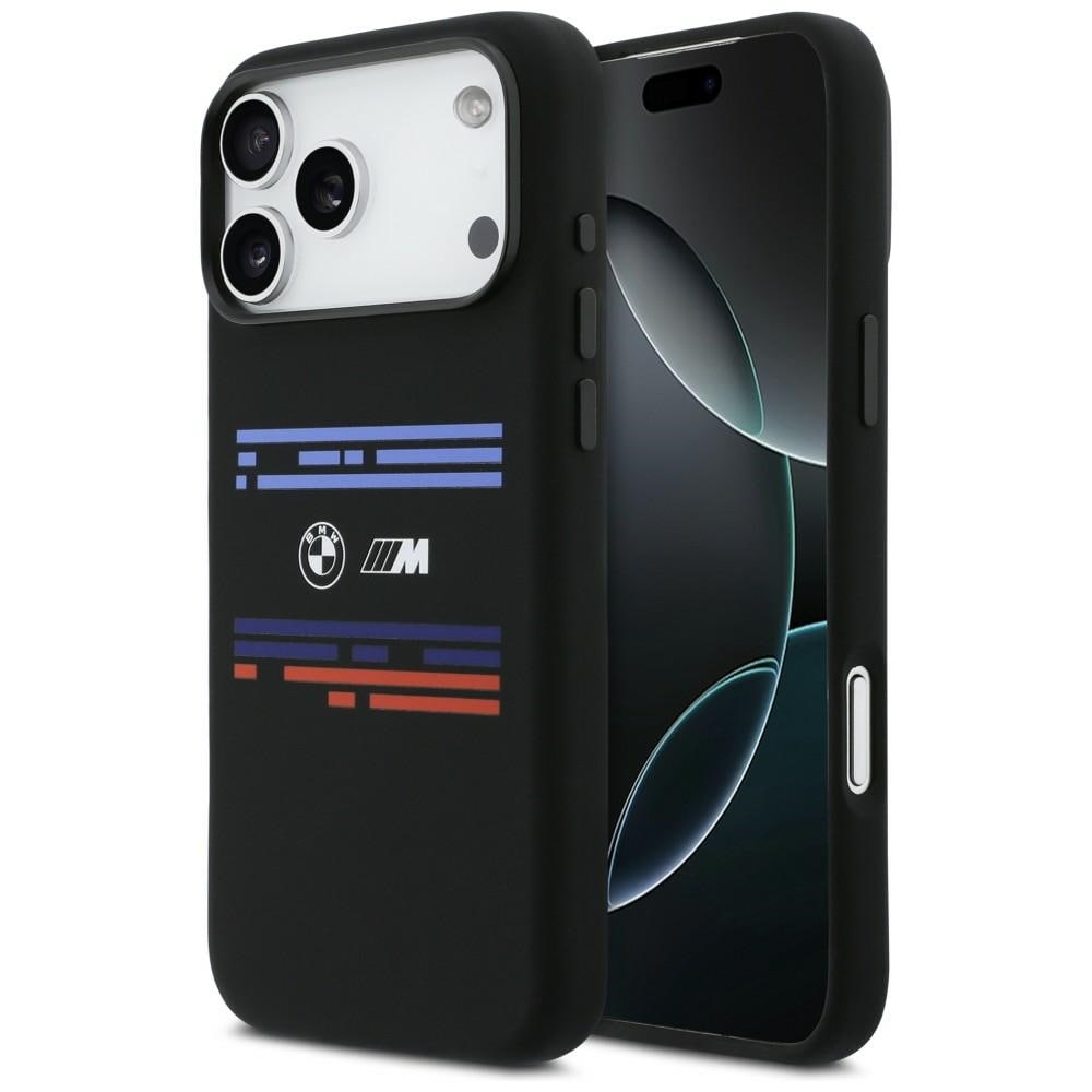 BMW M Silicon MagSafe-etui med vandrette linjer til iPhone 17 Pro Max – Sort