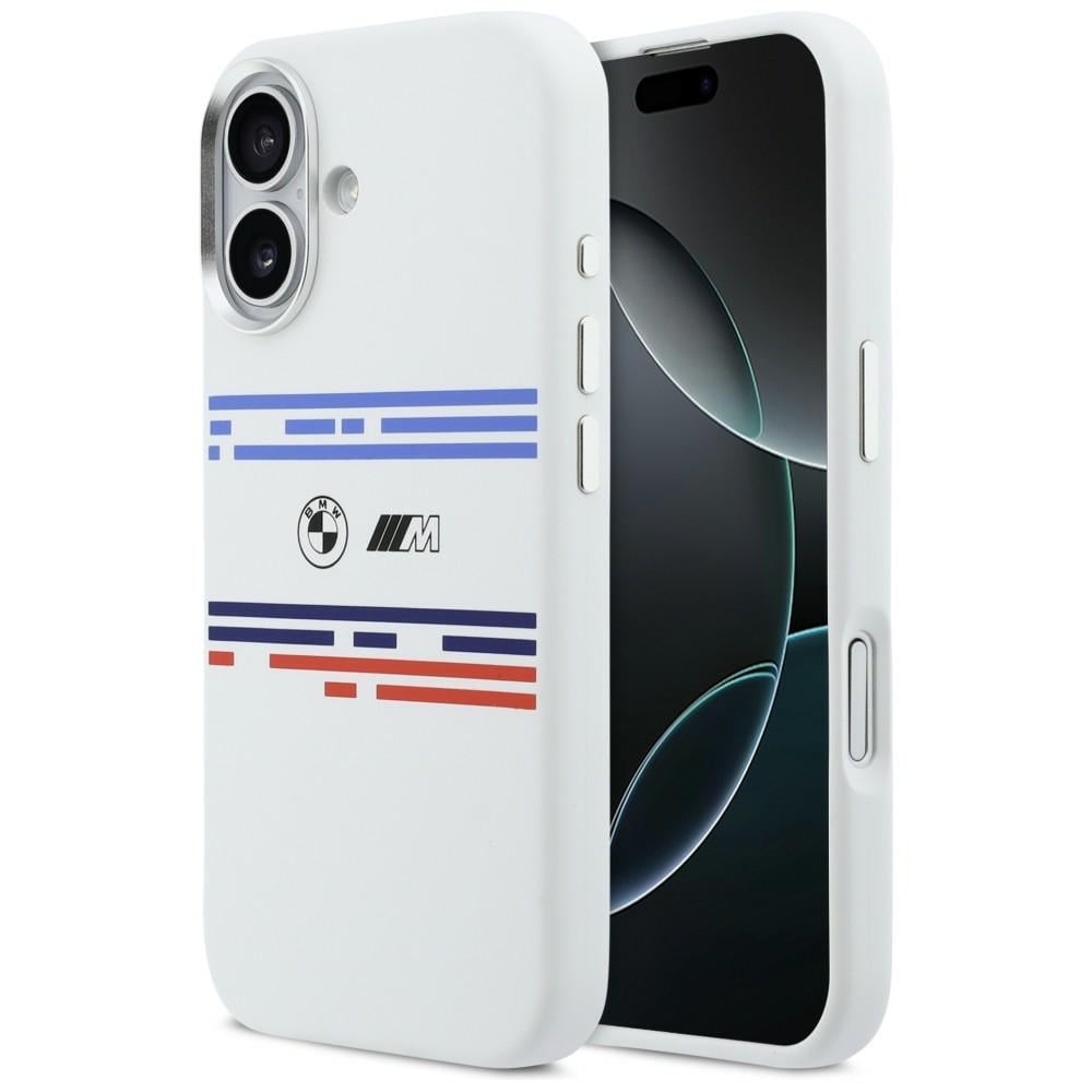 BMW M Silicon MagSafe-etui med vandrette linjer til iPhone 17 – hvid