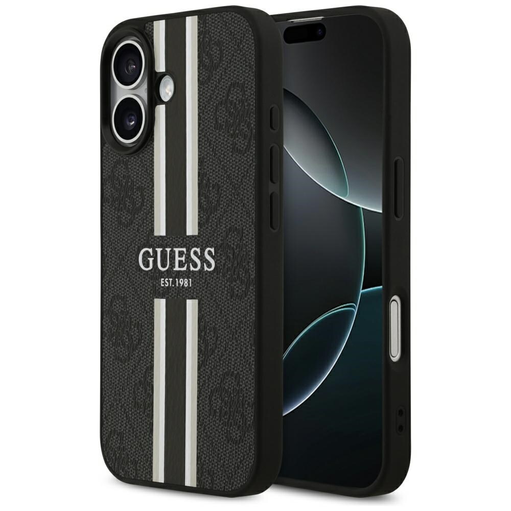 Guess 4G MagSafe-etui med trykte striber til iPhone 17 – sort