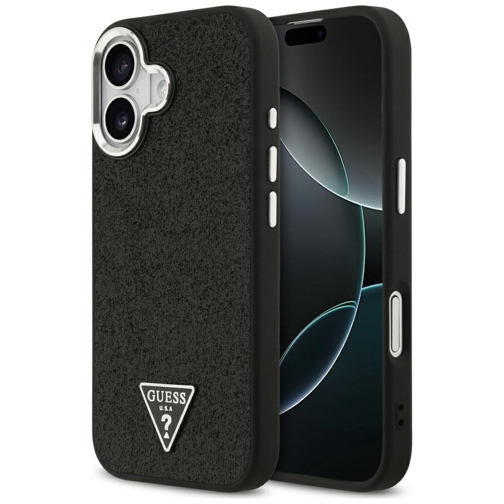 Guess Glitter Triangle Logo MagSafe-etui til iPhone 17 – Sort