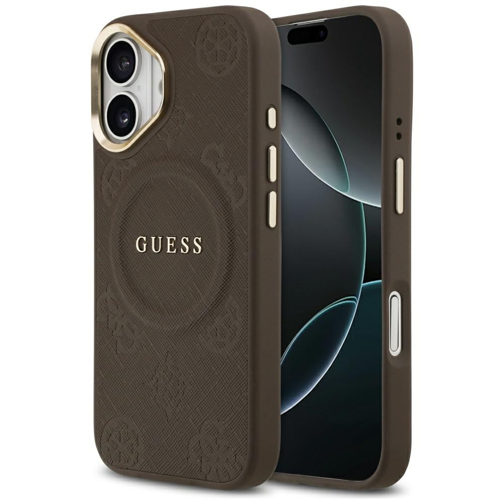 Guess Peony Hot Stamp MagSafe-etui til iPhone 17 – Brun