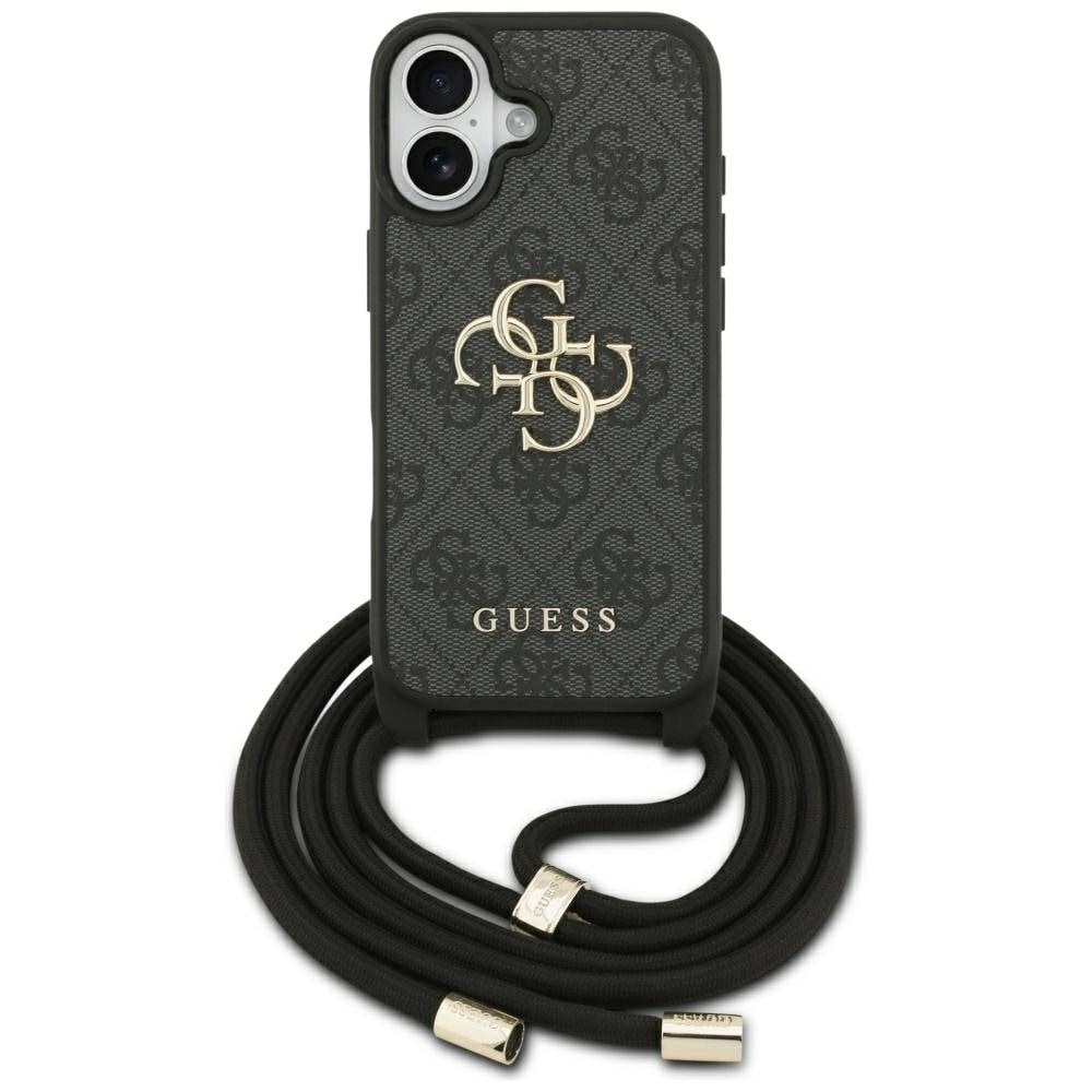 Guess 4G Big Logo Cord Stap Crossbody-etui til iPhone 17 – Sort