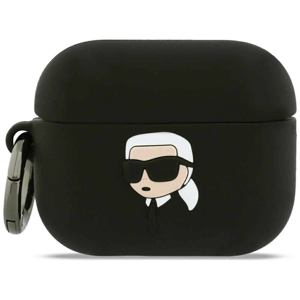 Karl Lagerfeld silikone-etui med 3D-afbildning af Karl-hovedet til AirPods Pro 3 – sort