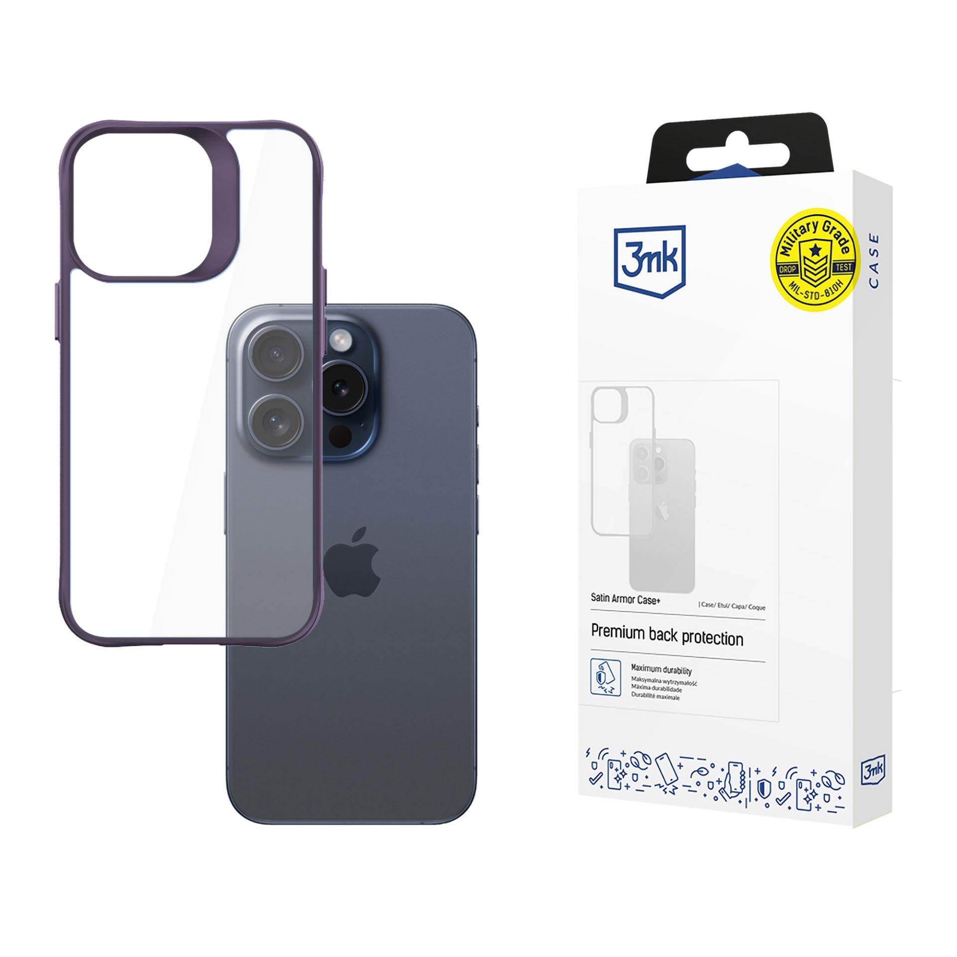 3mk Satin Armor Case+ Lilla til Apple iPhone 15 Pro – Gennemsigtig