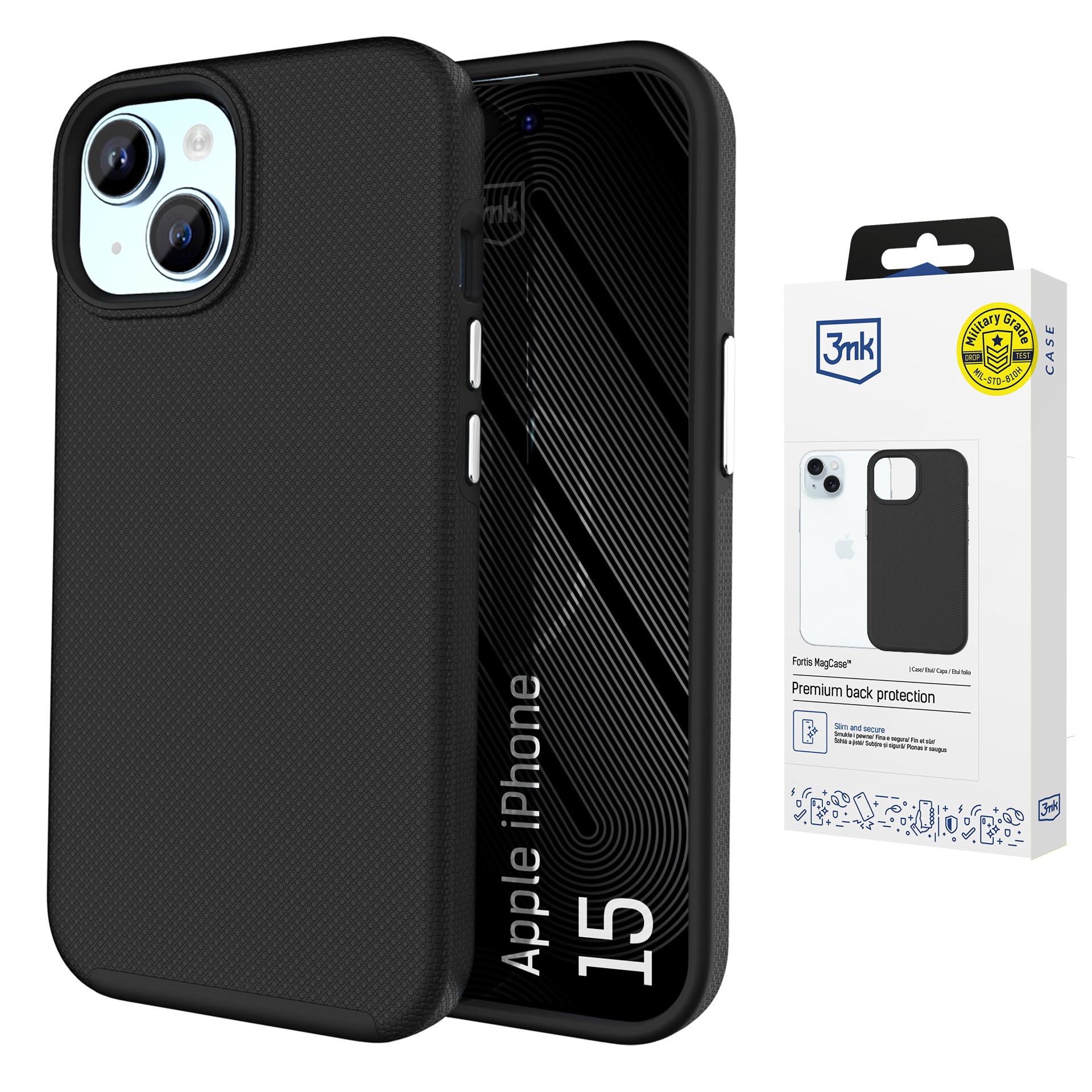 3mk Fortis MagCase til iPhone 15 – sort