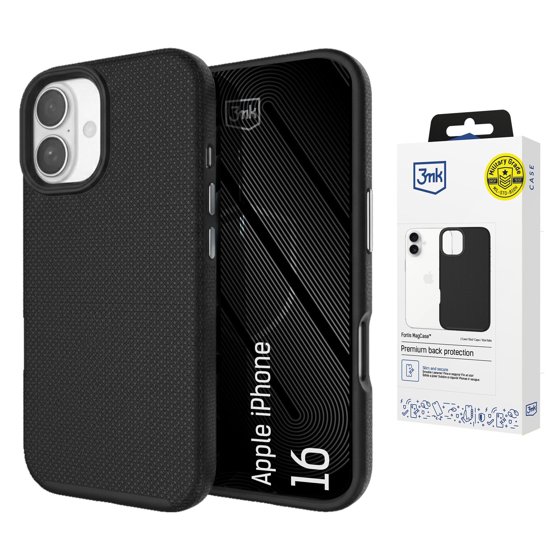 3mk Fortis MagCase til iPhone 16 – sort