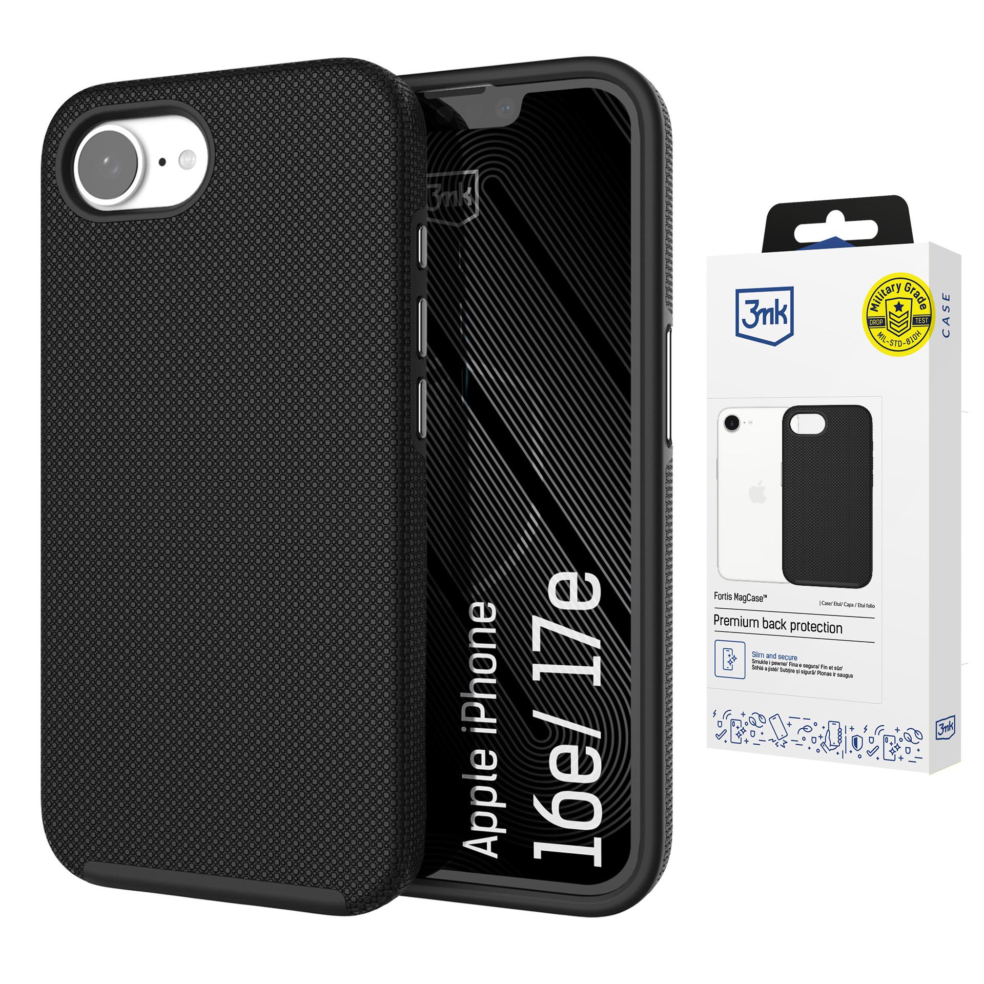 3mk Fortis MagCase til iPhone 16e / 17e – sort
