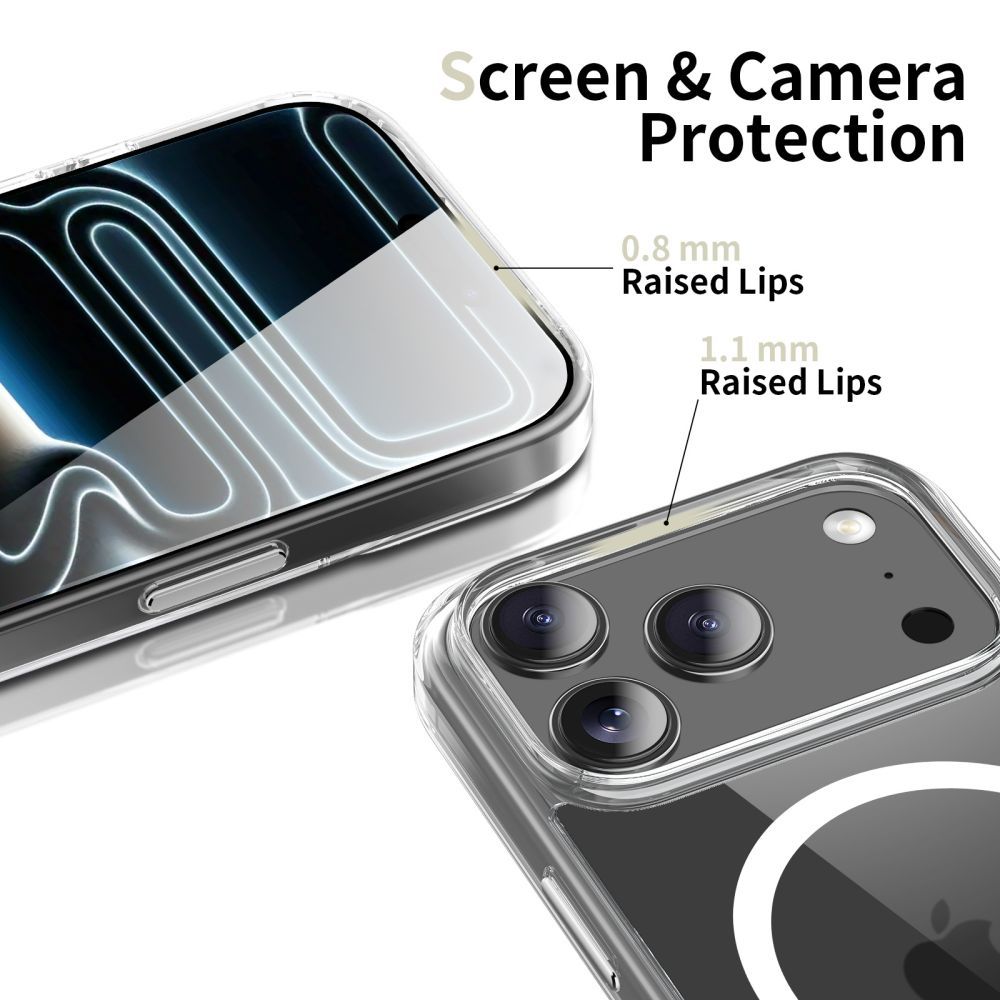 Tech-Protect Flexair Hybrid CC MagSafe-etui til iPhone 17 Pro – gennemsigtigt