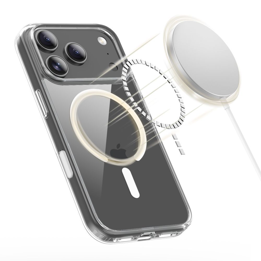 Tech-Protect Flexair Hybrid CC MagSafe-etui til iPhone 17 Pro – gennemsigtigt