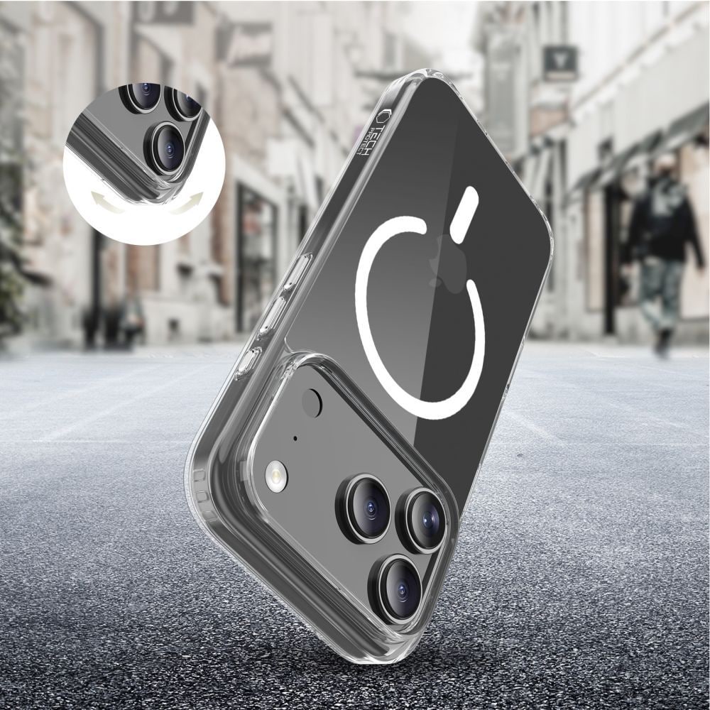 Tech-Protect Flexair Hybrid CC MagSafe-etui til iPhone 17 Pro – gennemsigtigt