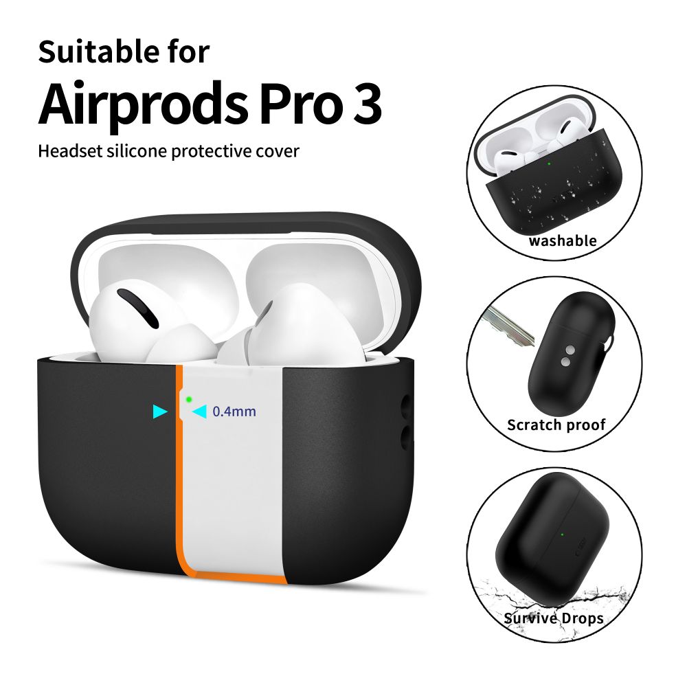 Tech-Protect silikoneetui til AirPods Pro 3 – sort
