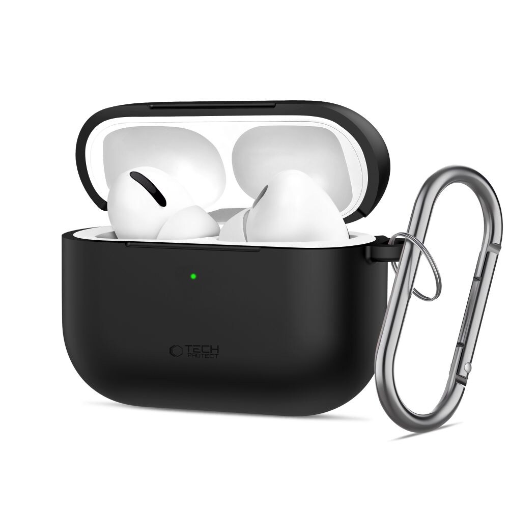 Tech-Protect silikoneetui med krog til AirPods Pro 3 – sort