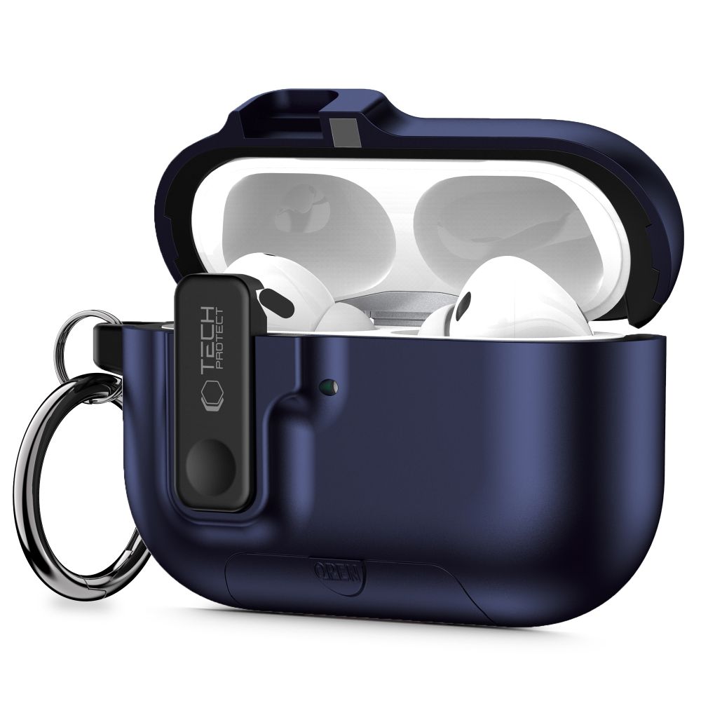 Tech-Protect Slim Hook-etui til AirPods Pro 3 – marineblå