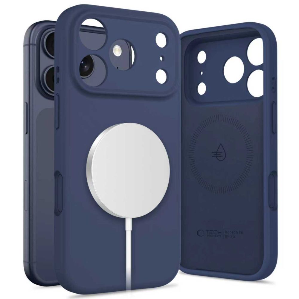 Tech-Protect silikone-MagSafe-etui til iPhone 17 Pro Max – marineblå