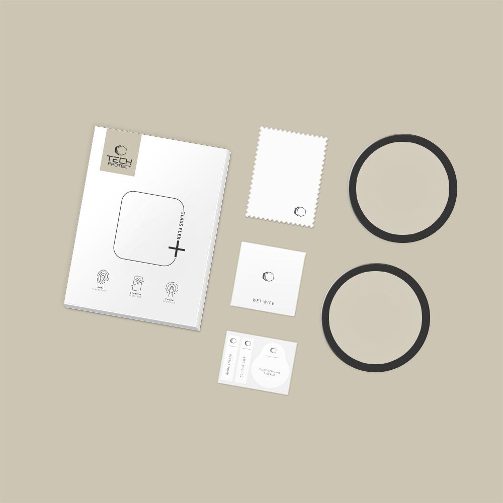 Tech-Protect Glass Flex+ 2-pak til Garmin Venu 4 41 mm – sort