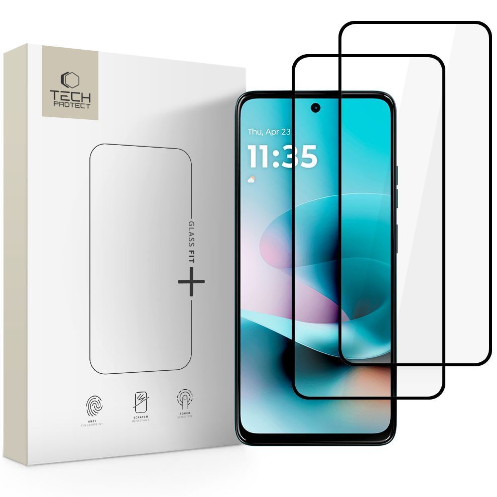 Tech-Protect Glass Fit+ 2-pak hærdet glas til Motorola Moto G57 / G57 Power / G67 Power – Sort
