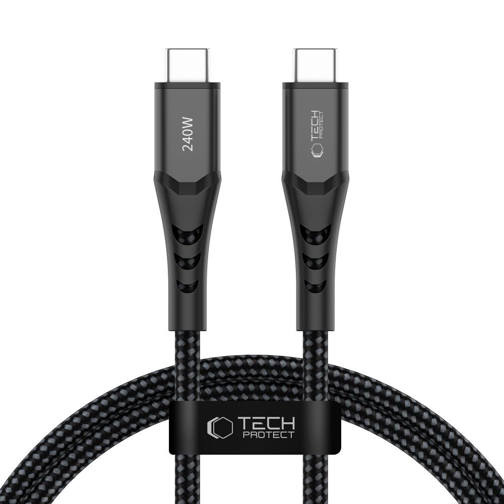 Tech-Protect Ultraboost UB11T USB-C / USB-C PD 240 W / QC3.0-kabel 100 cm – Sort