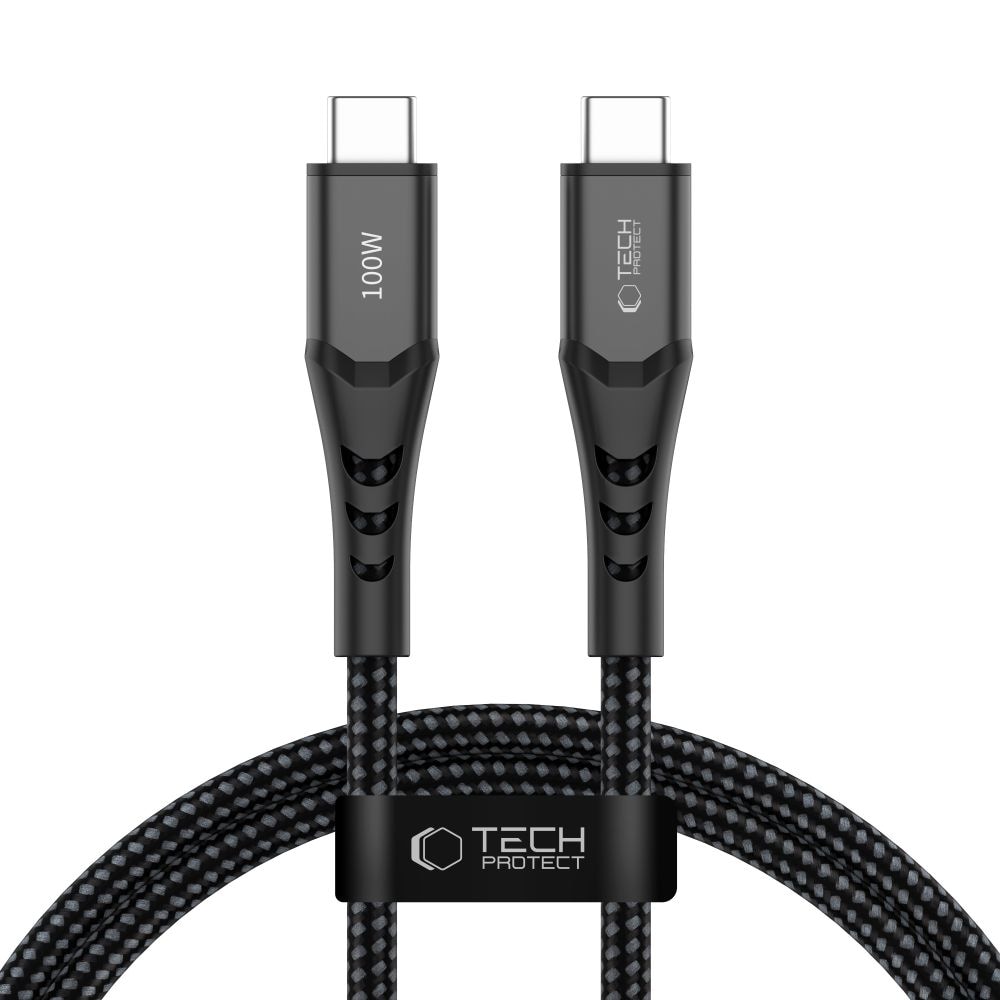 Tech-Protect Ultraboost UB11T USB-C / USB-C PD 100 W / QC3.0-kabel 100 cm – Sort
